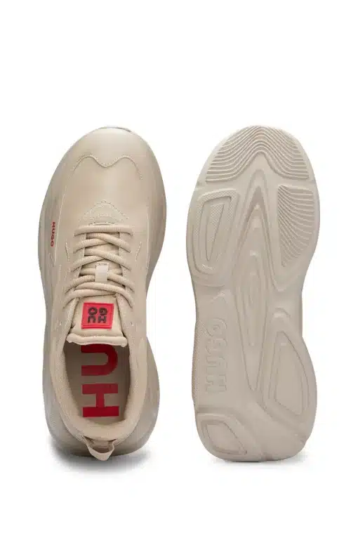 Hugo Leon Mixed Materials Trainers Light Beige