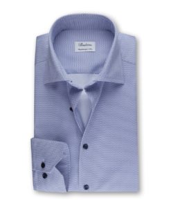 Stenströms Fitted Light Blue Patterned Twill Shirt