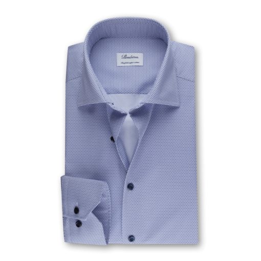 Stenströms Fitted Light Blue Patterned Twill Shirt