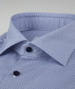 Stenströms Fitted Light Blue Patterned Twill Shirt