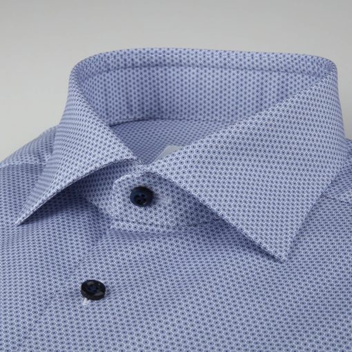 Stenströms Fitted Light Blue Patterned Twill Shirt