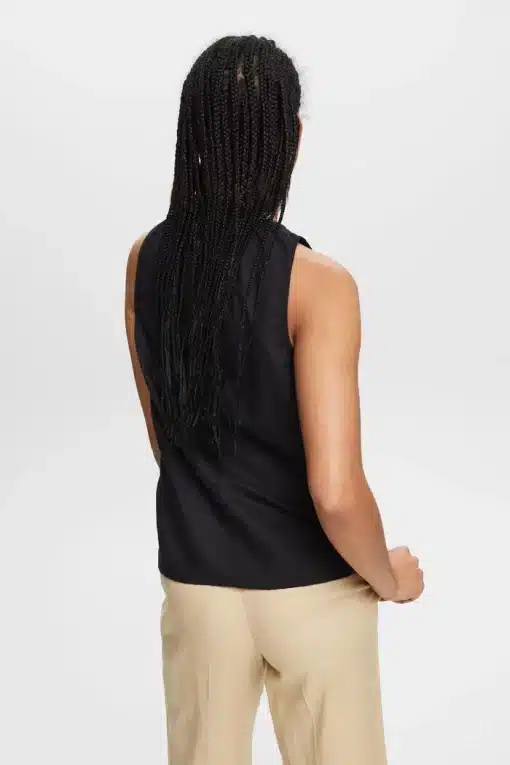 Esprit Linen Blend Top Black