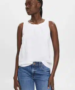 Esprit Linen Blend Top White
