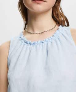Esprit Linen Blend Top Pastel Blue