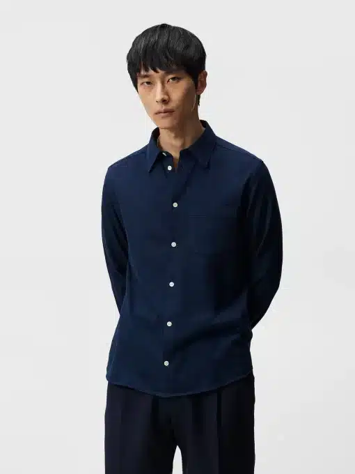 J.Lindeberg Stripe Jersey Slim Shirt Navy