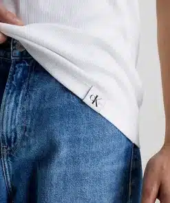 Calvin Klein Logo Tab Racer Tank Top Bright White
