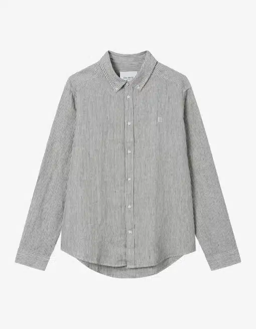 Les Deux Kristian Linen B.D. Shirt Ivory/Dark Navy