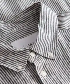 Les Deux Kristian Linen B.D. Shirt Ivory/Dark Navy