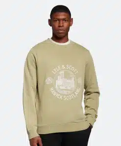 Lyle & Scott Hawick Print Crew Neck Jumper Seaweed