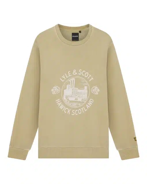 Lyle & Scott Hawick Print Crew Neck Jumper Seaweed