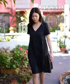 Nakoa Layered Linen Dress Black