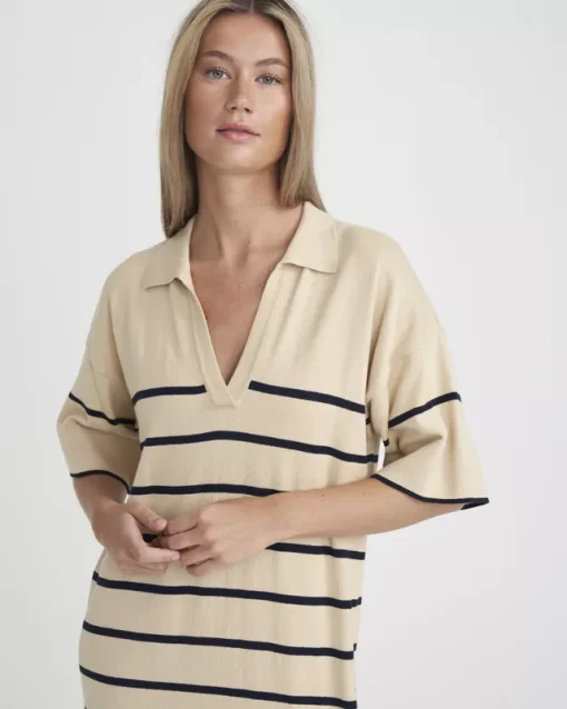 Holebrook Manuela Polo Dress Warm Sand/Navy