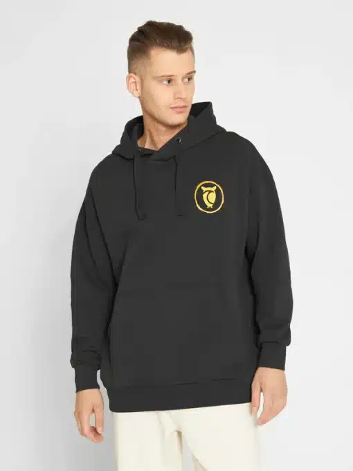 Knowledge Cotton Apparel Loose Hood Sweat Black Jet