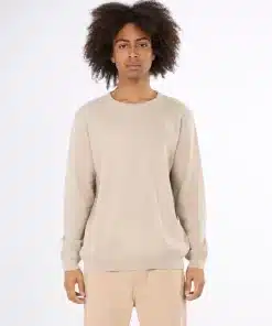 Knowledge Cotton Apparel Zig Zag Badge Knit O-Neck Nature Melange