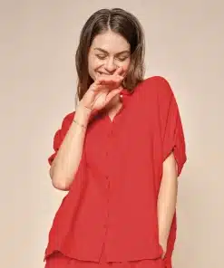 Mos Mosh Aven Linen Shirt Tomato