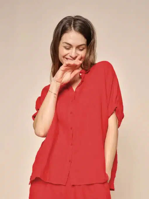 Mos Mosh Aven Linen Shirt Tomato