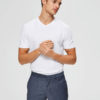 Selected Homme New Pima V-Neck Bright White