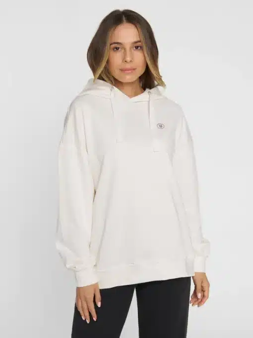 Knowledge Cotton Apparel Loose Hood Sweat Egret
