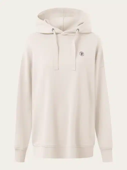 Knowledge Cotton Apparel Loose Hood Sweat Egret