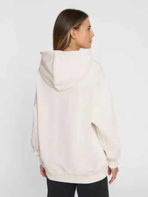 Knowledge Cotton Apparel Loose Hood Sweat Egret