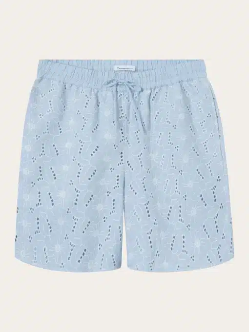 Knowledge Cotton Apparel Embroidery Anglaise Shorts Skyway