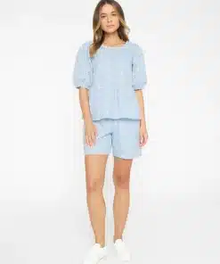 Knowledge Cotton Apparel Embroidery Anglaise Shorts Skyway