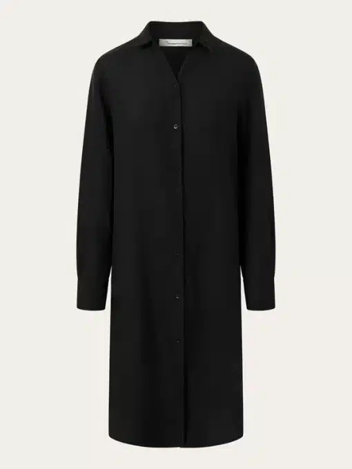 Knowledge Cotton Apparel Classic Linen Dress Black Jet