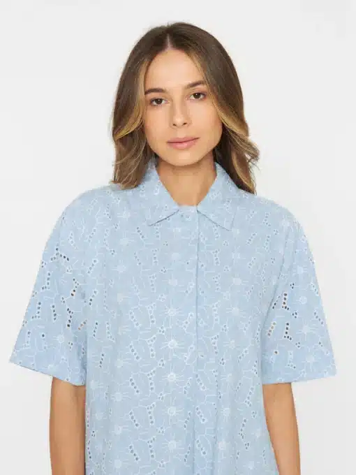 Knowledge Cotton Apparel A-Shape Broderi Anglaise Dress Skyway