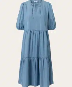 Knowledge Cotton Apparel Puff Sleeve Denim Tencel Dress