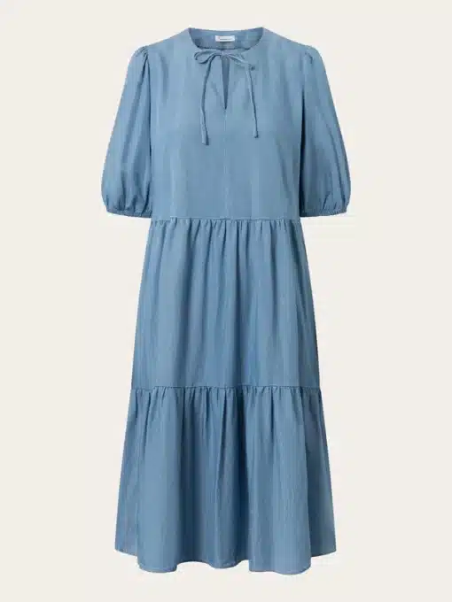 Knowledge Cotton Apparel Puff Sleeve Denim Tencel Dress