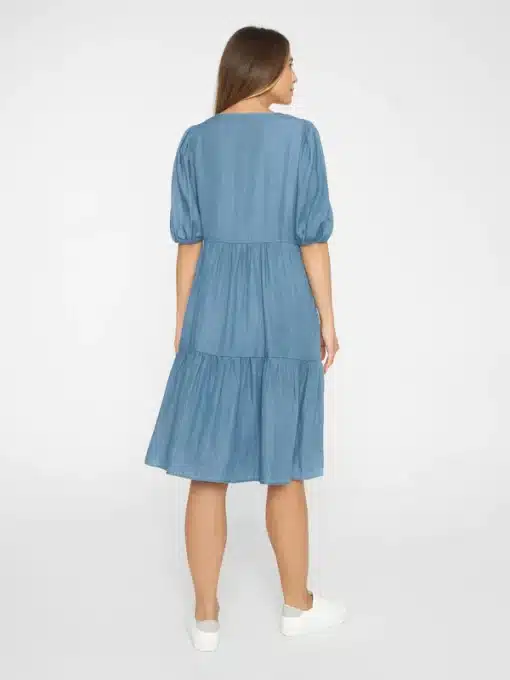 Knowledge Cotton Apparel Puff Sleeve Denim Tencel Dress