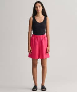 Gant Woman Linen Pull-On Shorts Magenta Pink