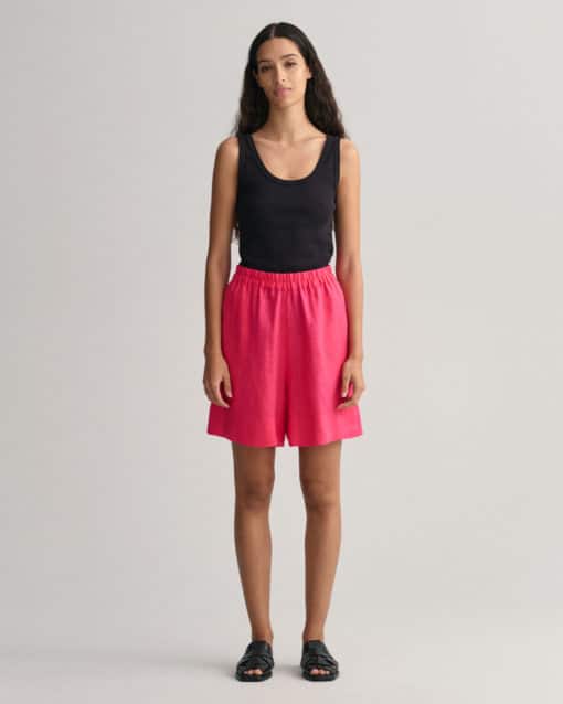 Gant Woman Linen Pull-On Shorts Magenta Pink