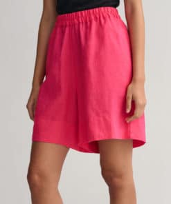 Gant Woman Linen Pull-On Shorts Magenta Pink