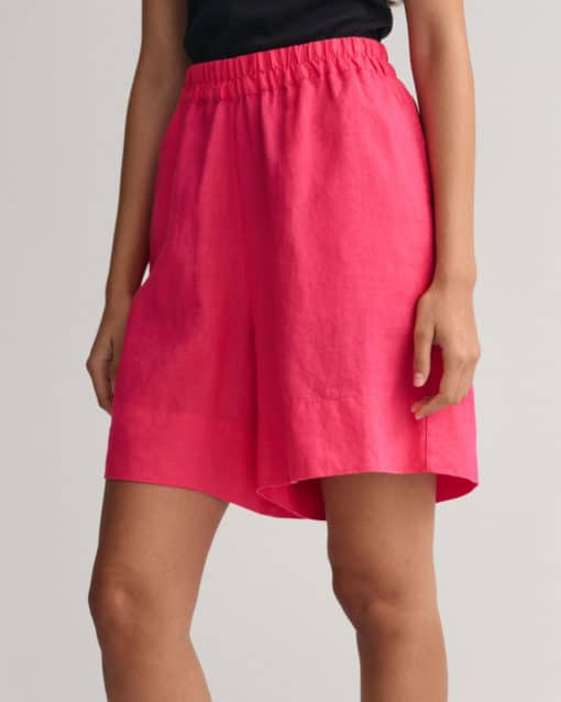 Gant Woman Linen Pull-On Shorts Magenta Pink