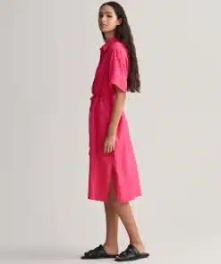 Gant Woman Relaxed Linen Shirt Dress Magenta Pink