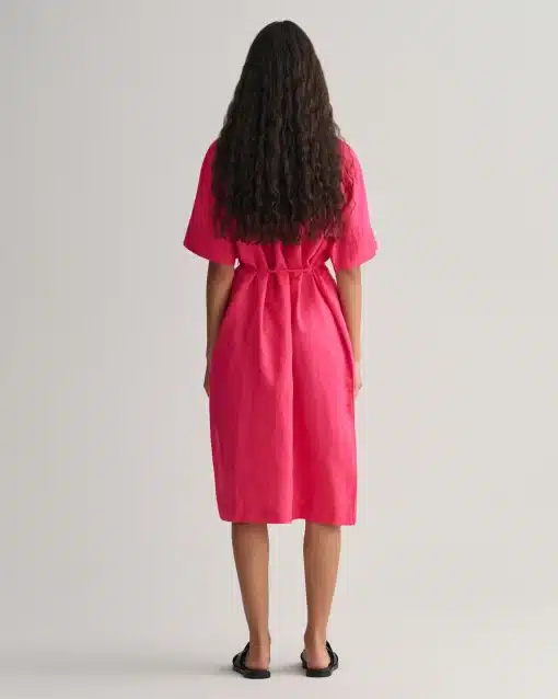 Gant Woman Relaxed Linen Shirt Dress Magenta Pink