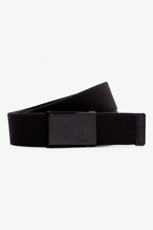 Fred Perry Graphic Branded Webbing Belt Black