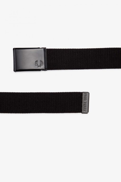 Fred Perry Graphic Branded Webbing Belt Black