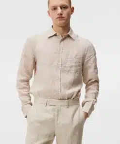J.Lindeberg Linen Melange Slim Shirt Safari Beige
