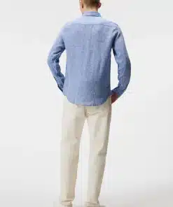 J.Lindeberg Linen Melange Slim Shirt Lapis Blue