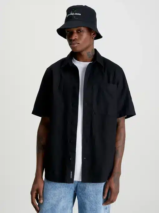 Calvin Klein Linen SS Shirt Black