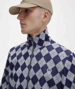 Fred Perry Argyle Track Jacket Ice Blue