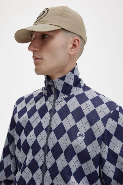Fred Perry Argyle Track Jacket Ice Blue
