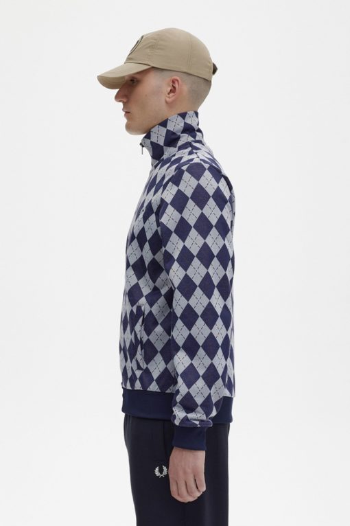 Fred Perry Argyle Track Jacket Ice Blue