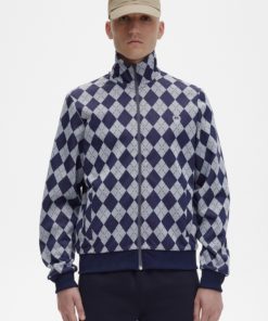 Fred Perry Argyle Track Jacket Ice Blue
