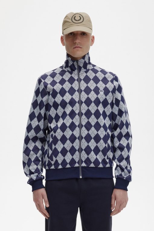 Fred Perry Argyle Track Jacket Ice Blue
