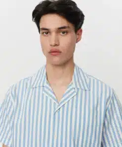 Les Deux Lawson Stripe SS Shirt Ivory/Palace Blue