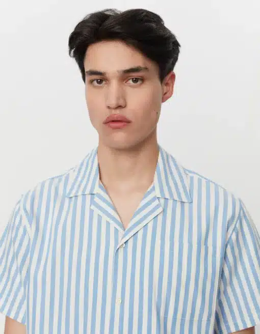 Les Deux Lawson Stripe SS Shirt Ivory/Palace Blue