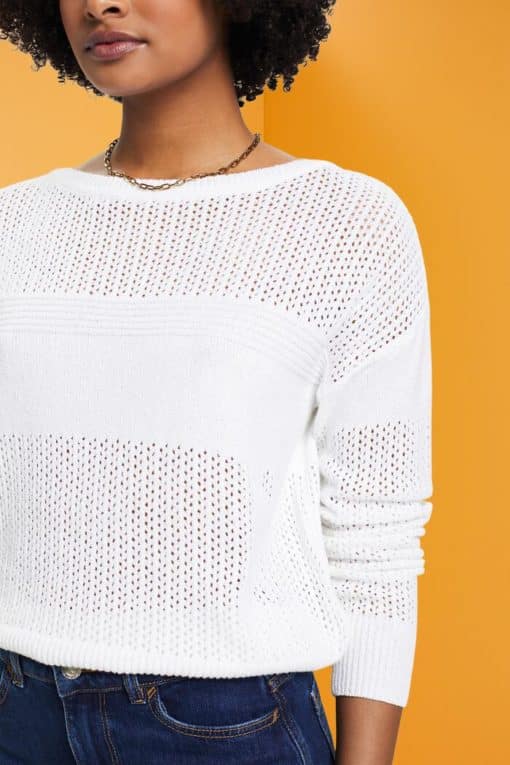 Esprit Pointelle Sweater White